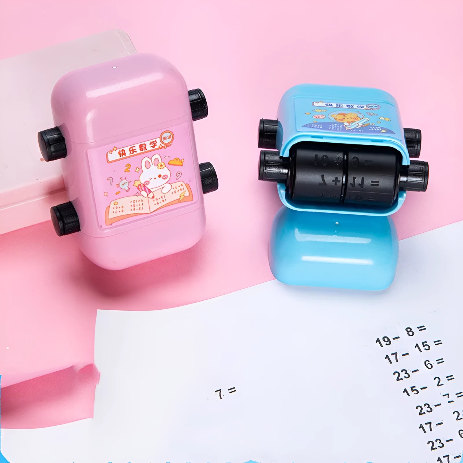 Children's plastic maths teaching seal set for addition subtraction multiplication division practice