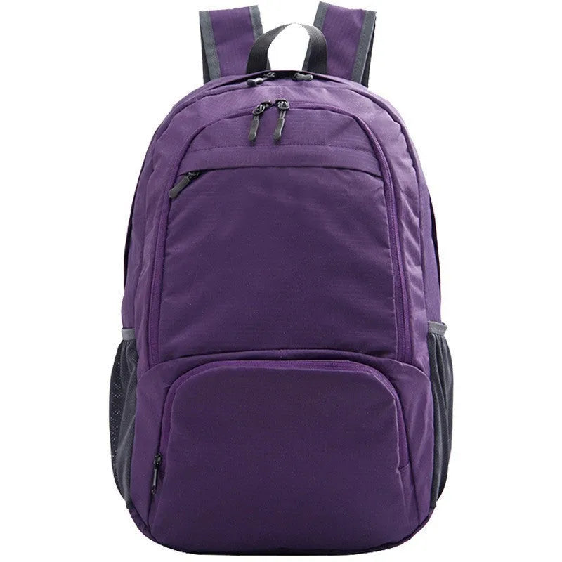 26-inch foldable waterproof backpack in Oxford cloth, shown in multiple colour options.