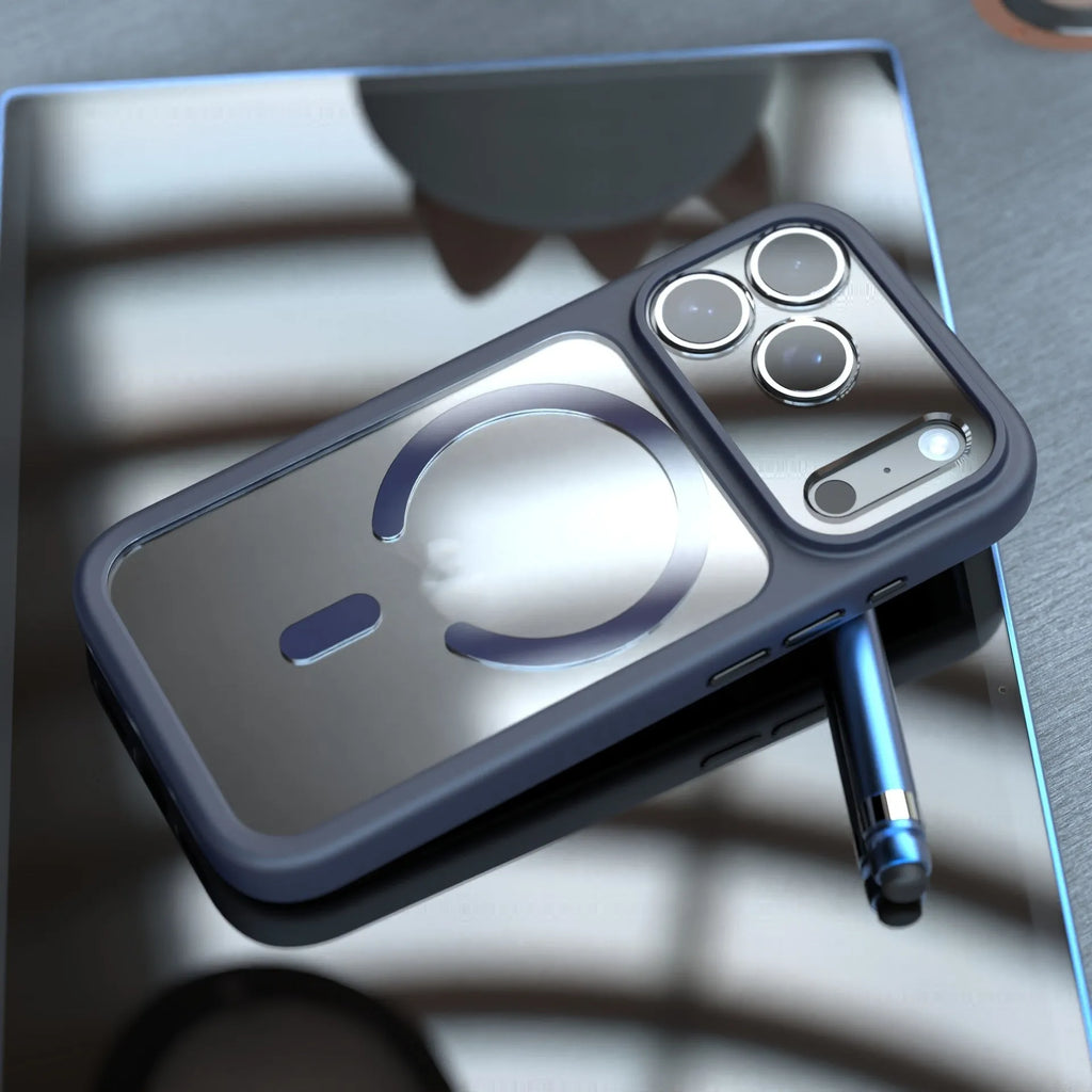 Black two-in-one magnetic shockproof case for iPhone 17 Pro Max on a table