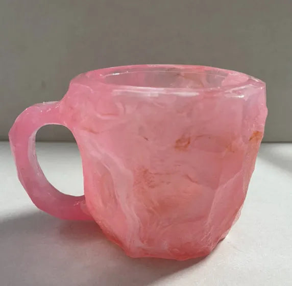 400ml resin mineral crystal coffee mug with handle in multiple colour options