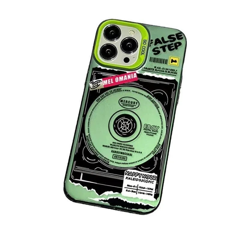Apple iPhone TPU electroplating shockproof back cover with cute print in Double Layer MD Green