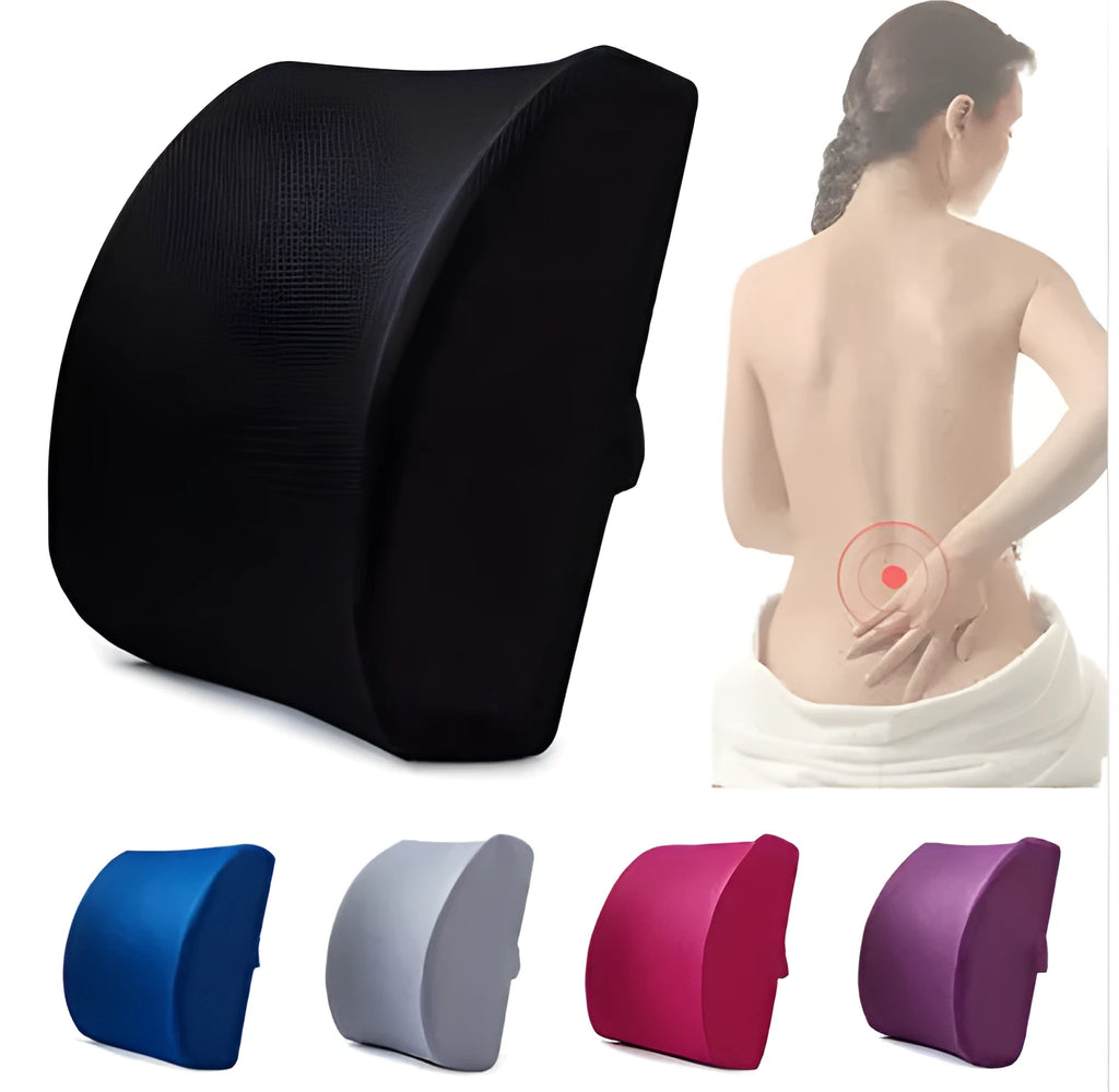Breathable ice mesh memory cotton car lumbar support cushion, beige, for driving and office seating
