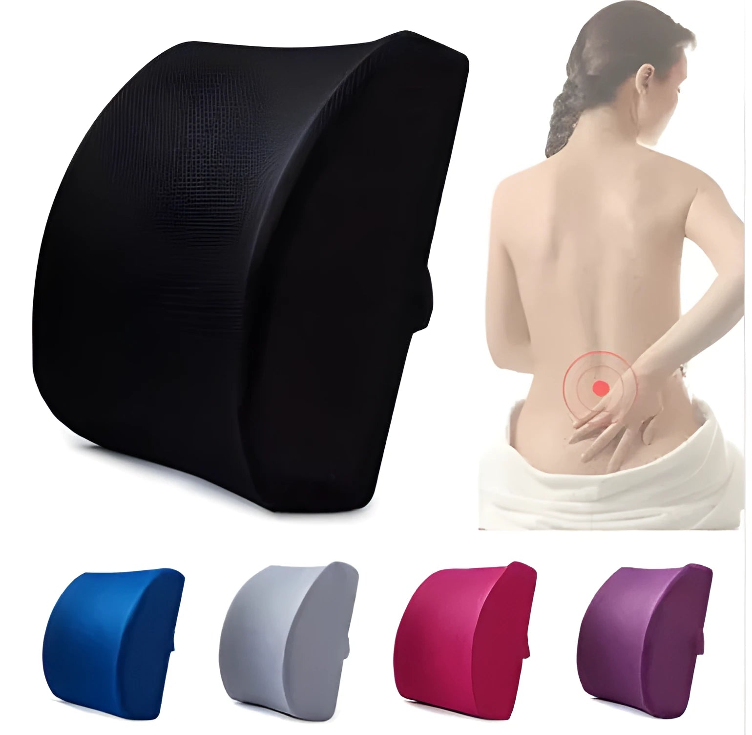 Breathable ice mesh memory cotton car lumbar support cushion, beige, for driving and office seating
