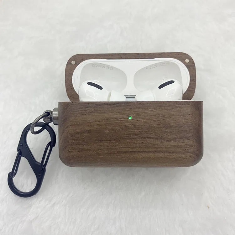 Wooden earphone shell back cover for AirPods Pro and AirPods 3 generation in natural wood finish