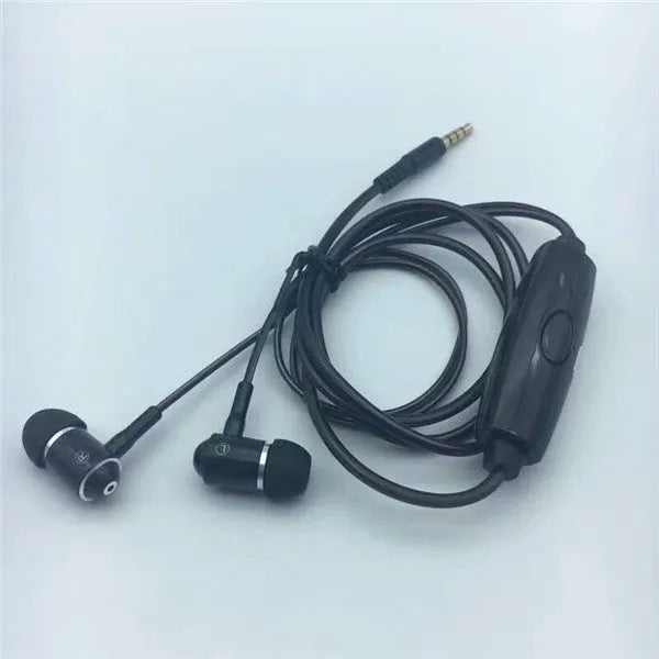Blue LED light up earphones with 3.5mm plug and remote control, showing aluminium alloy ear shells.