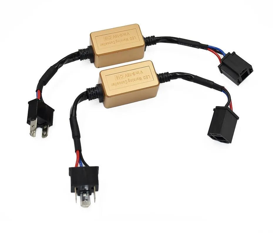 H4 H7 H11 LED car headlight Canbus decoder in black with plug connectors