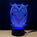 Black Owl Series visual stereo LED night light with acrylic shade and touch control USB powered for bedroom
