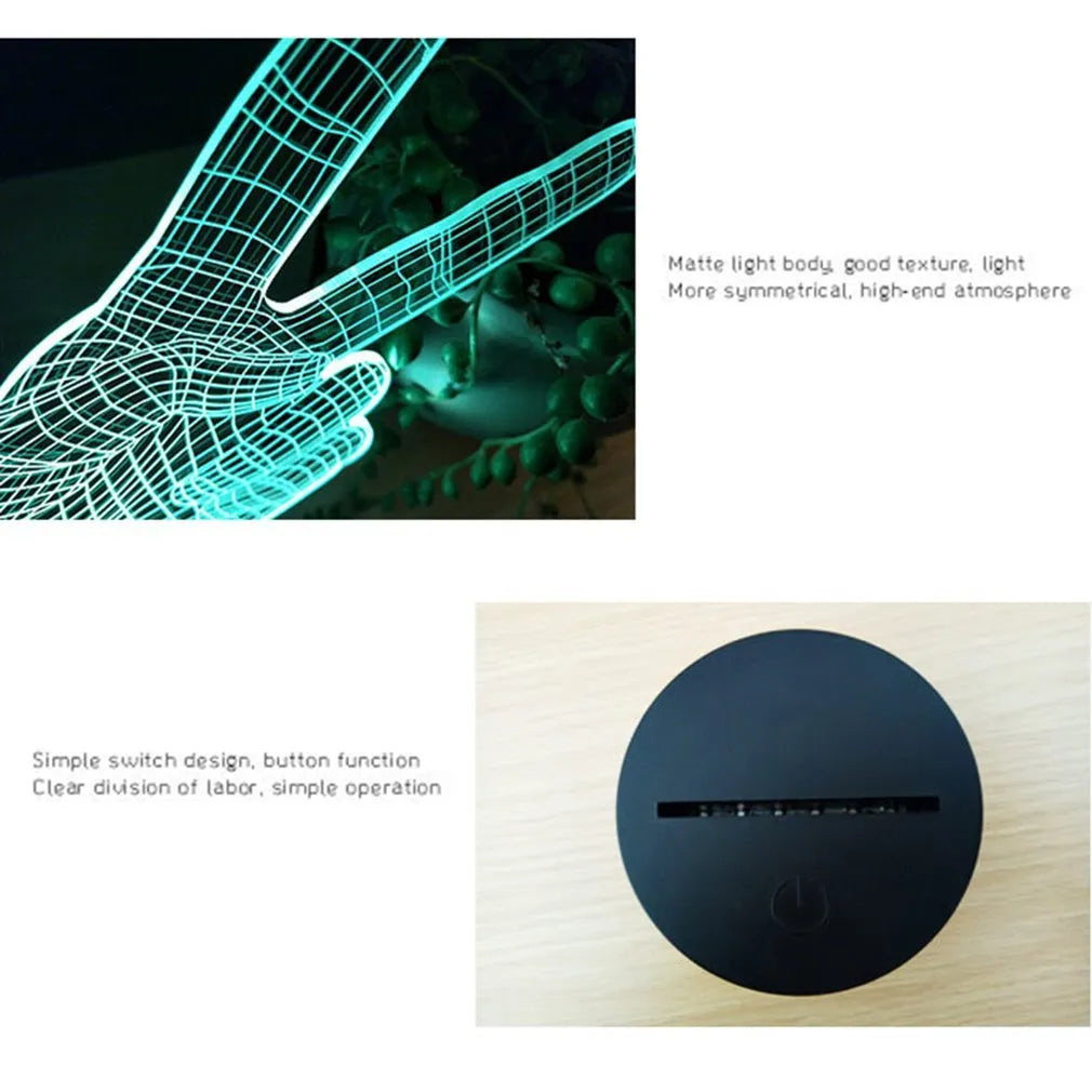 Black Owl Series visual stereo LED night light with acrylic shade and touch control USB powered for bedroom