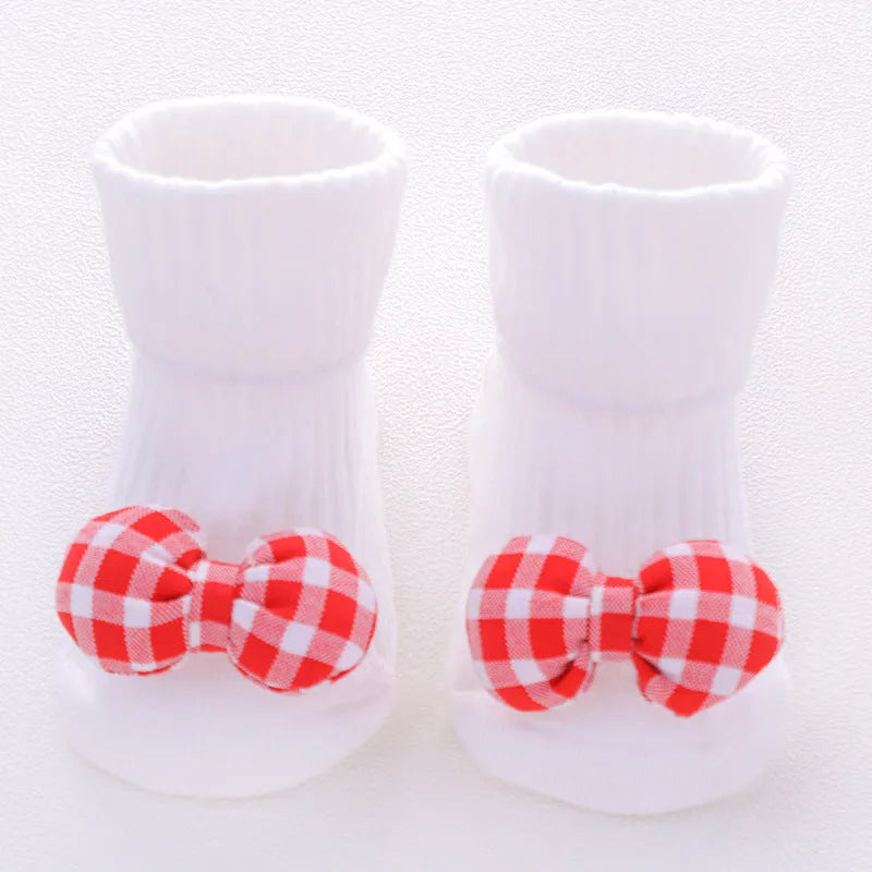 Cotton infant floor socks in multiple patterns with size options XS to M