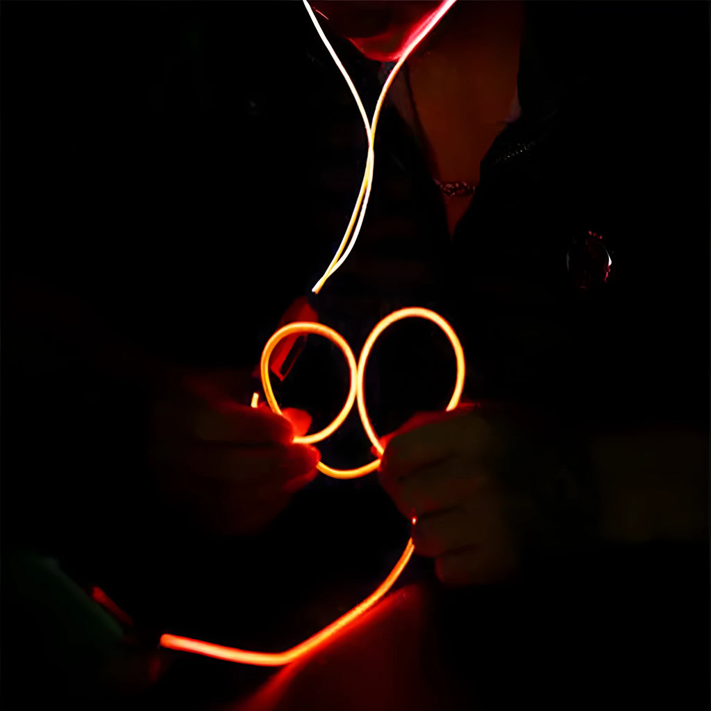 Blue LED light up earphones with 3.5mm plug and remote control, showing aluminium alloy ear shells.