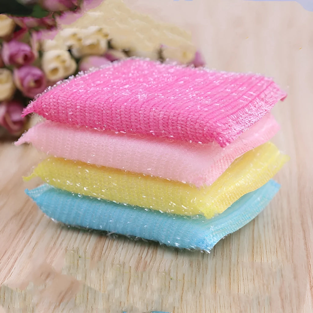Macaron coloured pinstripe fabric dishwashing sponge mop for wet and dry cleaning.