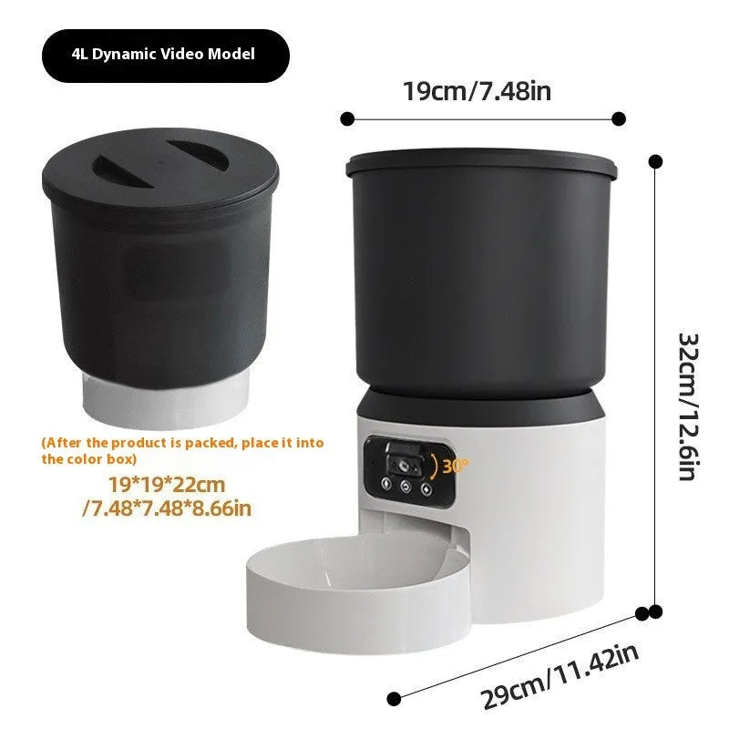4-litre smart automatic pet feeder with control panel and optional camera