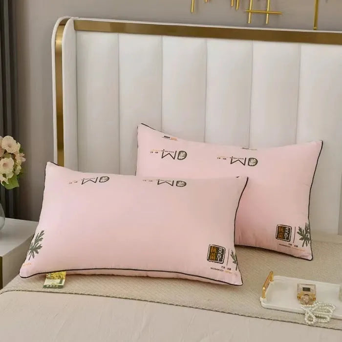 Polyester chemical fibre pillow in blue, available in 48x74cm and 42x70cm sizes with varying fill weights.