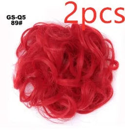 Fluffy drawstring curly hair bun ring set in 1B style with chemical fibre construction, popular in Europe Japan South Korea for women