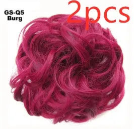 Fluffy drawstring curly hair bun ring set in 1B style with chemical fibre construction, popular in Europe Japan South Korea for women