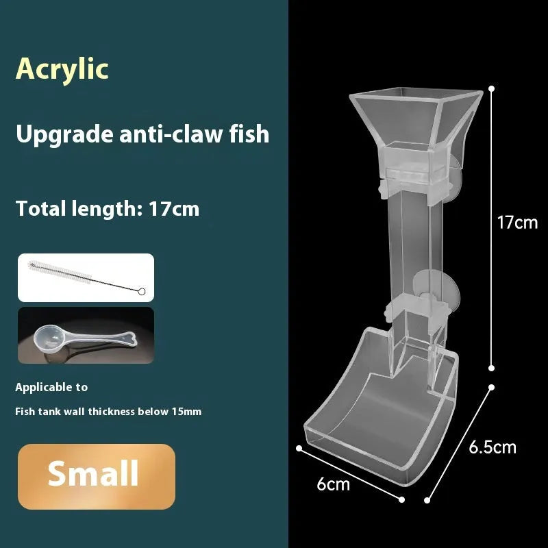 Set of three plastic aquarium feeding tubes with cleaning brushes and spoons in 17cm, 28cm, and 38cm lengths.