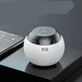 Mini portable Bluetooth speaker in black with compact 76x76x63mm plastic shell and USB port