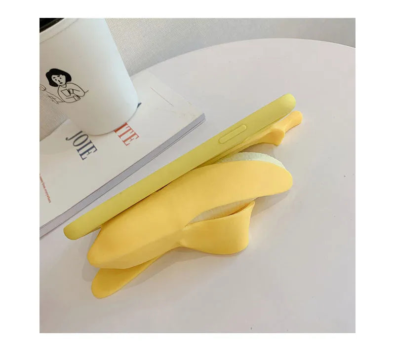 Yellow banana unzip silicone phone case for iPhone with soft TPU protection