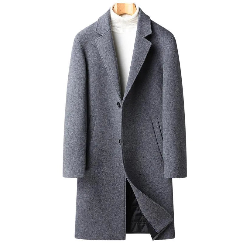 Men's Korean business woolen coat in black, gray, or navy blue with sizes 165 to 195 for autumn