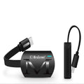 Small black USB TV dongle for HDMI smartphone screen mirroring and HD video playback.