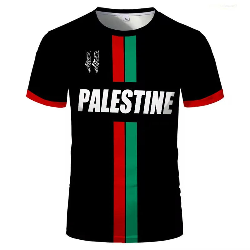 Man's black 3D printed football t-shirt with raised graphic, showing half-length sleeves and a regular fit.