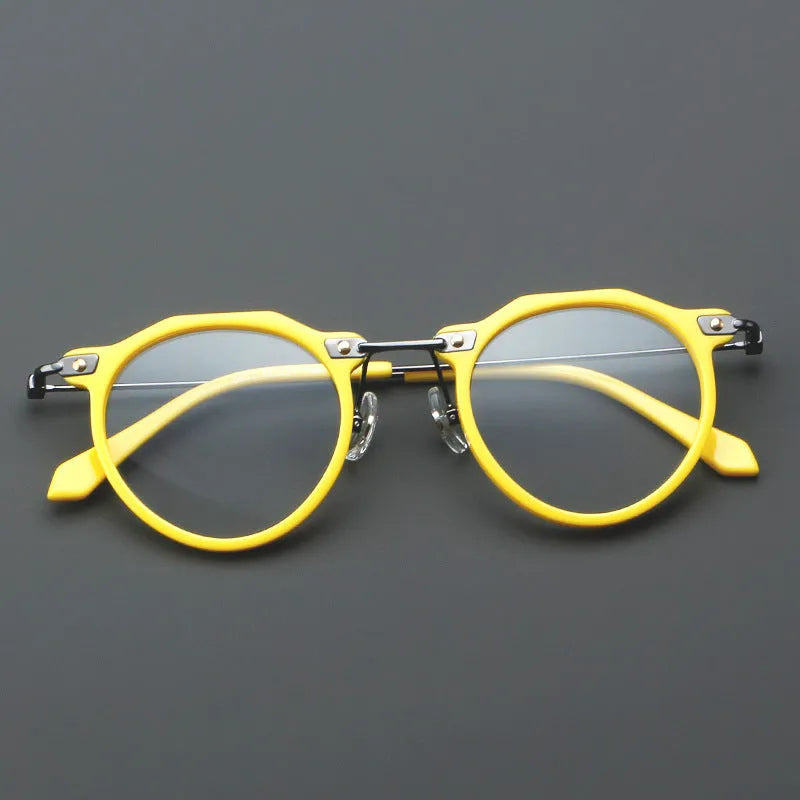 Retro round metal optical glasses New Glasses 5812 in Bright Black with AC lenses