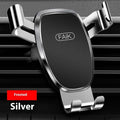 Car phone holder in silver with silicone pad, anti-shake shockproof for navigation support.