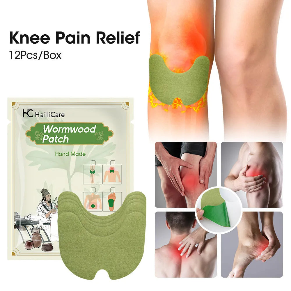 Mugwort paste patch bag containing twelve herbal patches for knee lumbar cervical and foot areas