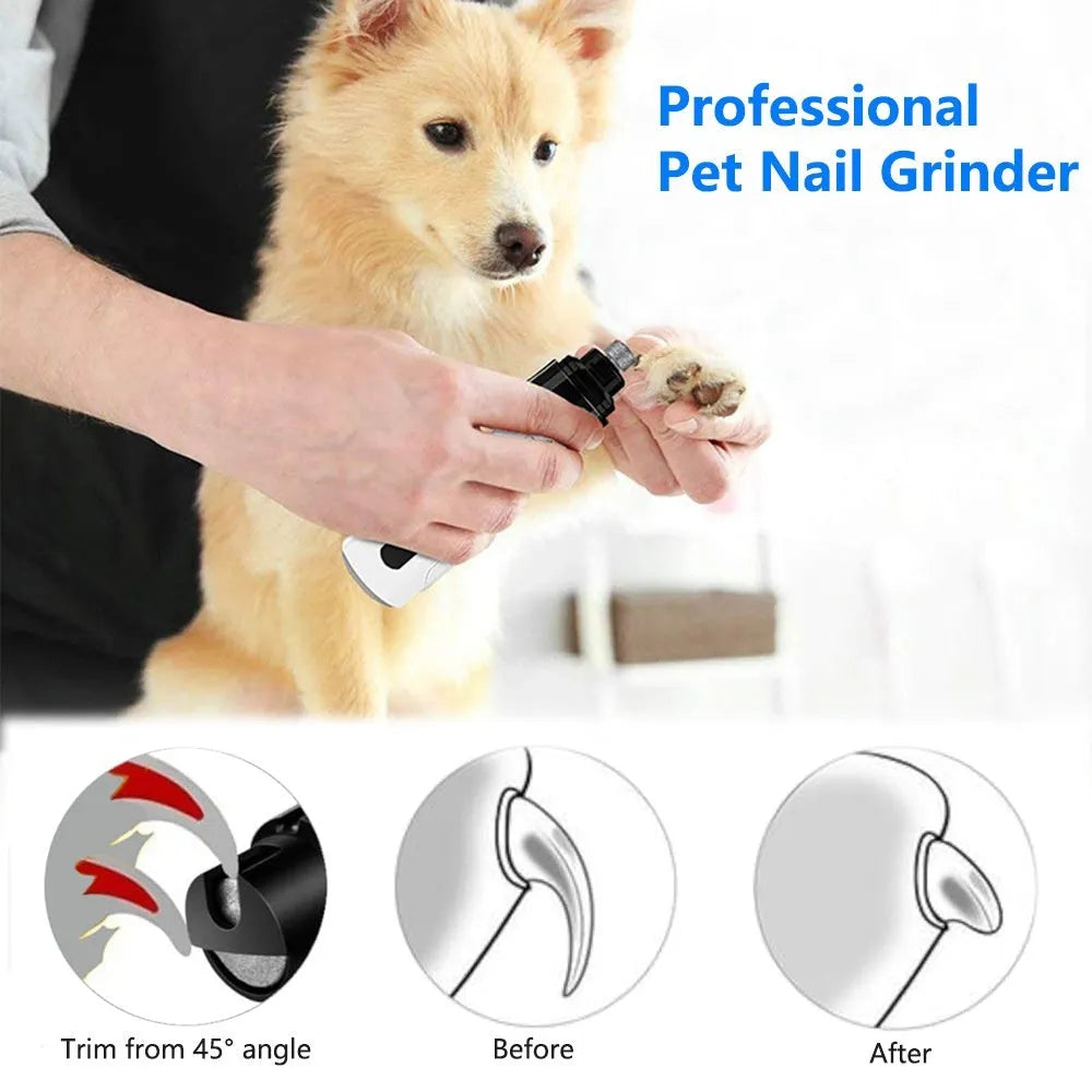 3-speed LED electric nail grinder for dogs with automatic piercing device and dust bag