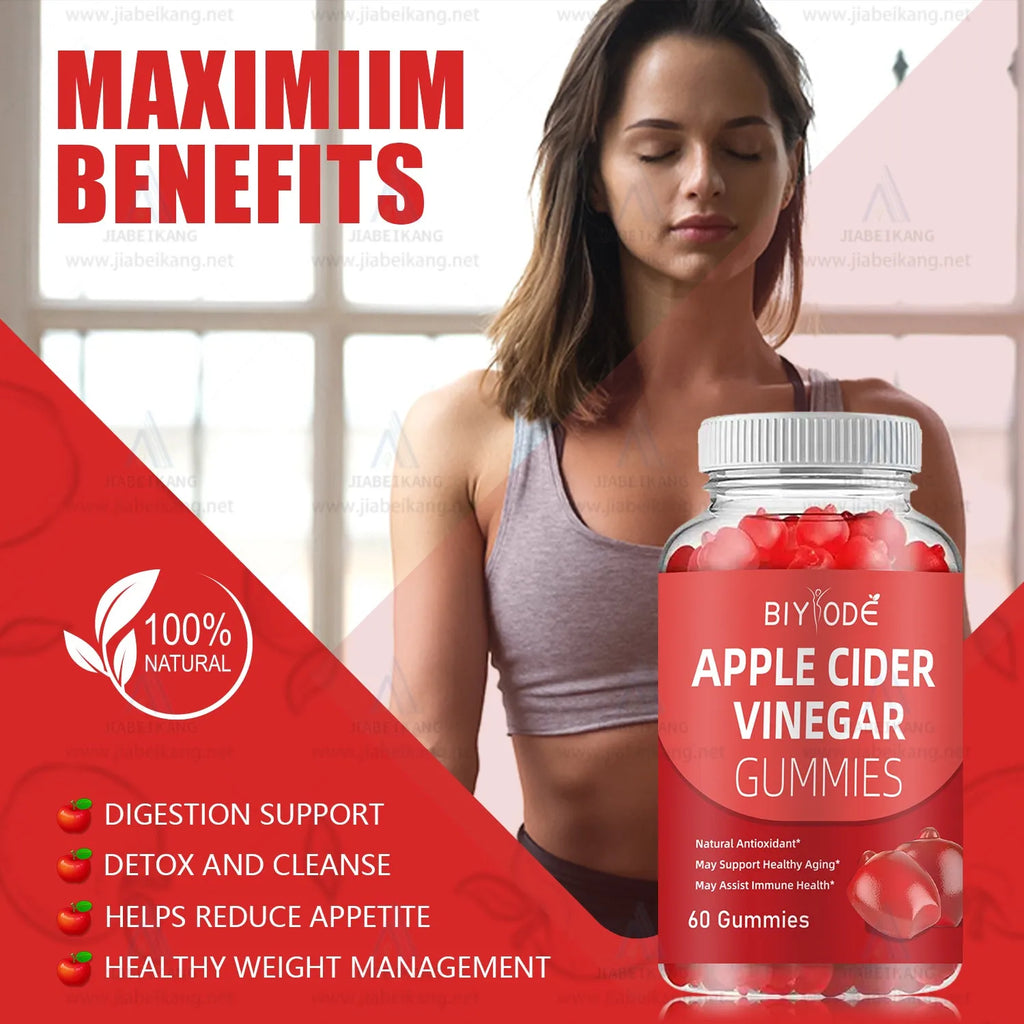 Biyode wholesale ACV gummies apple cider vinegar supplement bottle 60 gummies vegan organic