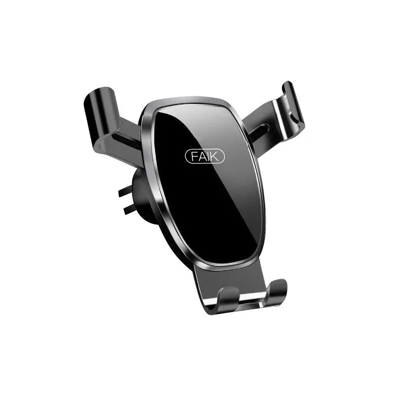 Car phone holder in silver with silicone pad, anti-shake shockproof for navigation support.