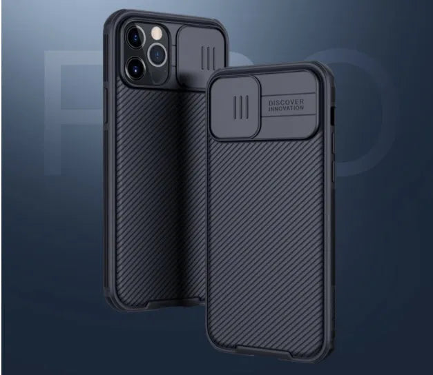 NILLKIN Black Mirror iPhone 12 Pro case with sliding camera cover in black colour