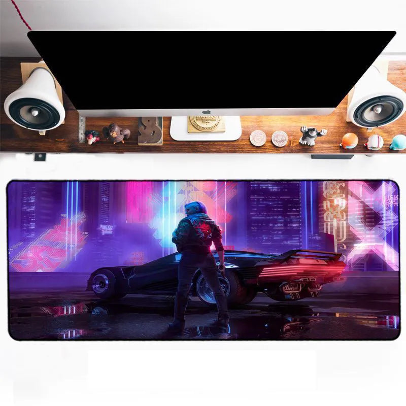 Extended gaming mouse pad 300x800x3mm rubber base cloth surface black for keyboard and mouse