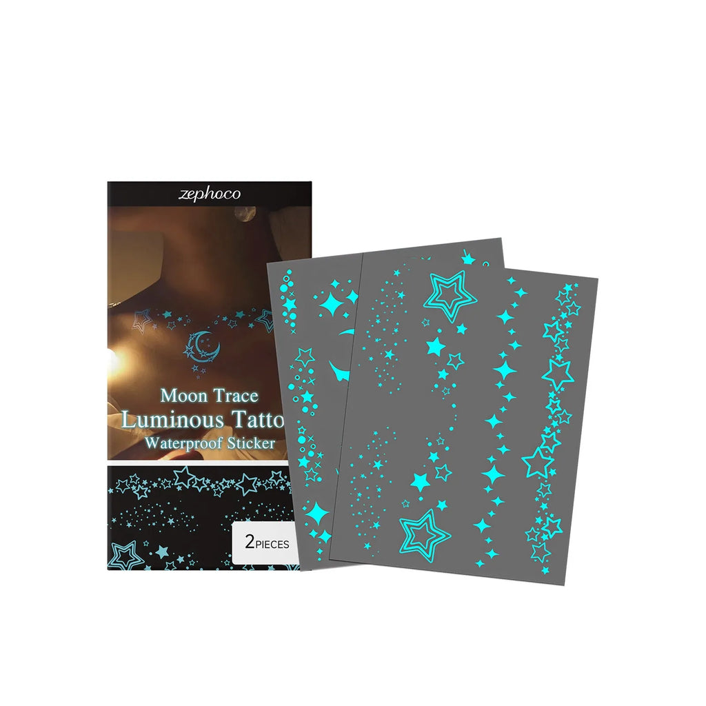 Luminous tattoo stickers for party balloons with glow-in-the-dark design and water-based tattoo paste tube