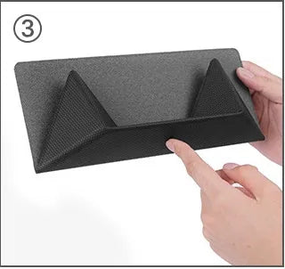 Blue portable laptop cooling bracket showing foldable design with anti-slip surface