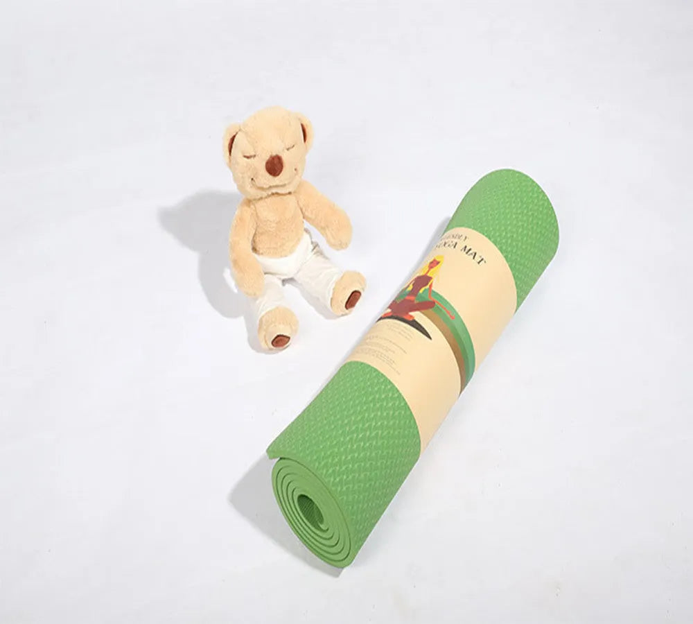 Firebird extra thick 10mm non-slip beginner yoga mat in purple with jute linen top surface