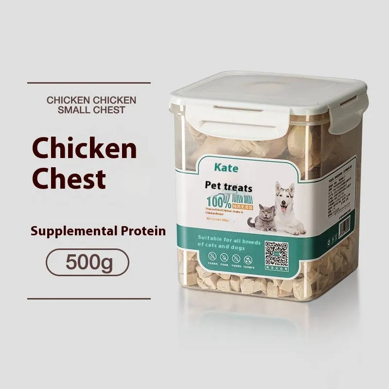 500g bag or can of freeze-dried chicken cat treats, high-grade nuggets without shreds