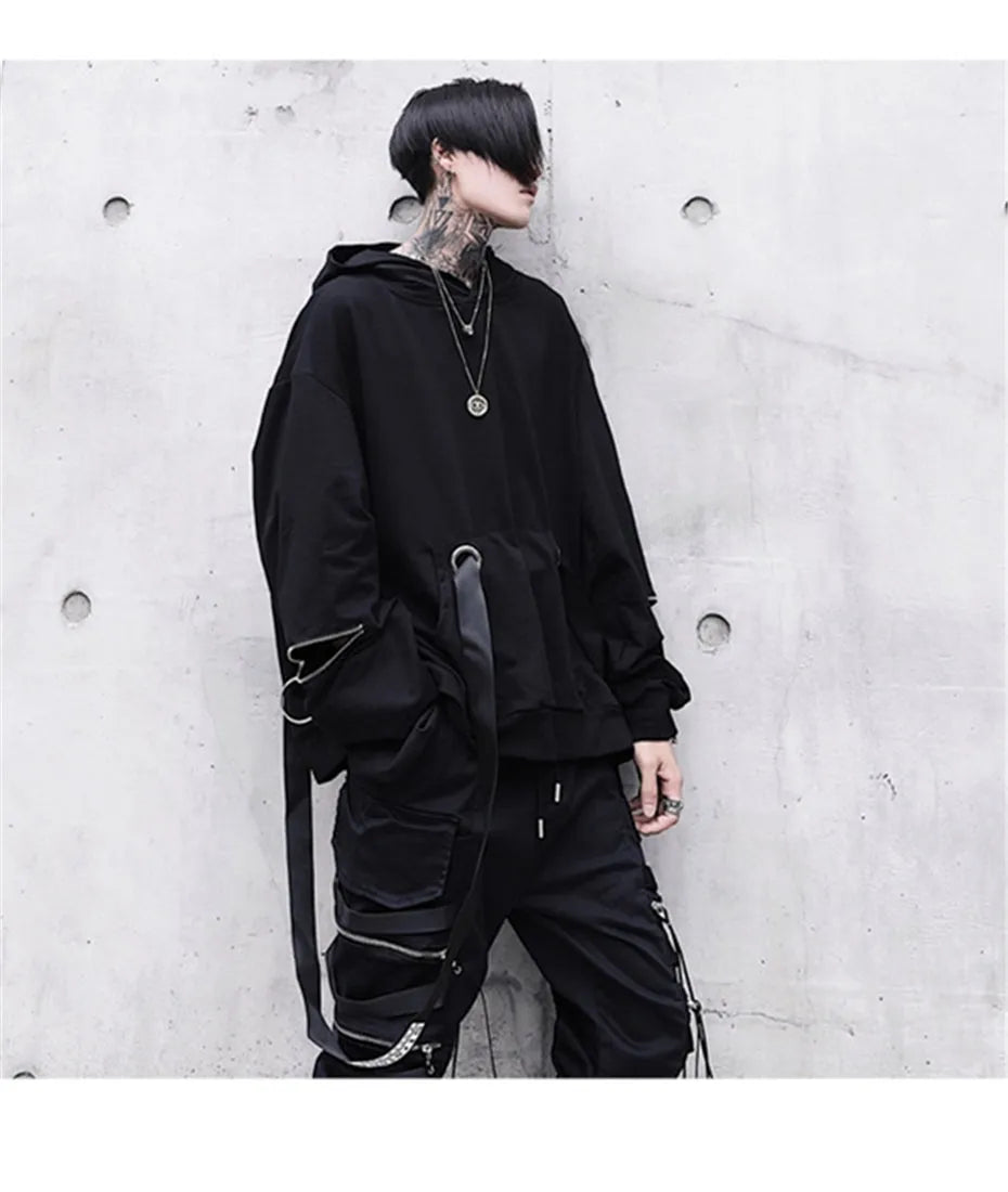 Harajuku hip hop loose hoodie sweatshirt in unisex cotton blend, available sizes S to 3XL, with size chart