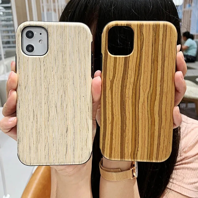 Wooden iPhone back cover case in rosewood finish showing natural wood grain