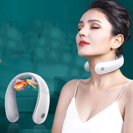 M3 neck massager in white with charging remote control