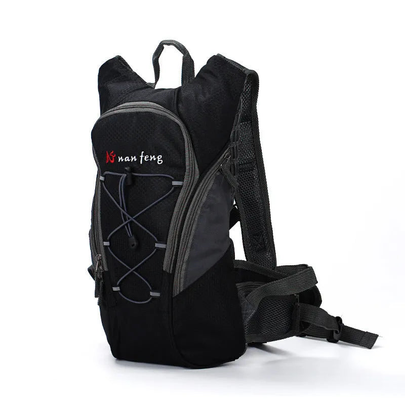 Sports outdoor bag with 10L capacity in black, blue, and orange, made from polyester, for bicycle riding and hiking