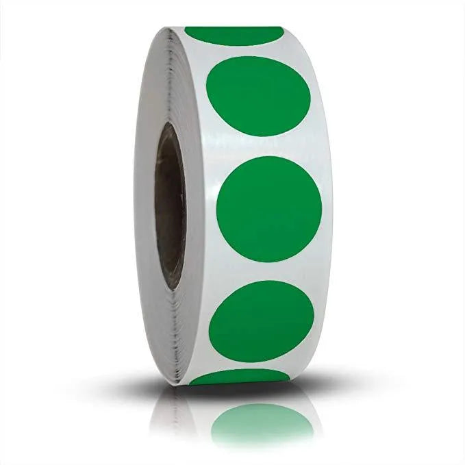 500 Pcs/Roll Chroma colour code point label stickers 2.5cm round with ten colour options