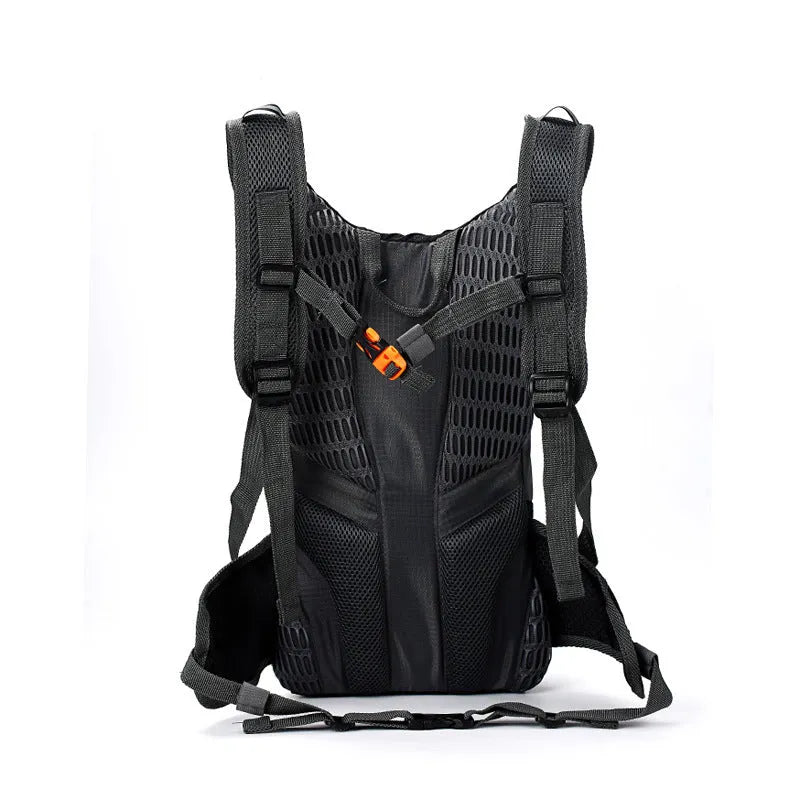 Sports outdoor bag with 10L capacity in black, blue, and orange, made from polyester, for bicycle riding and hiking