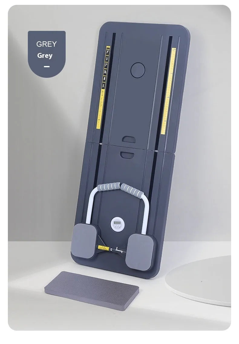 Multi-functional supine board in gray for home abdominal exercise, 410mm x 1060mm x 70mm