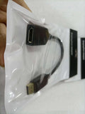 Black DisplayPort DP male to female extension cable with rotating connector, approximately 10cm length