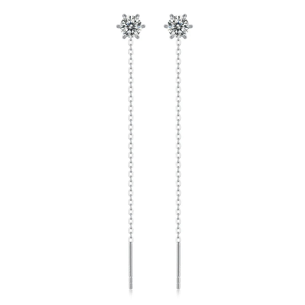 Six-claw moissanite stud earrings sterling silver heart-shaped geometric design 0.5ct
