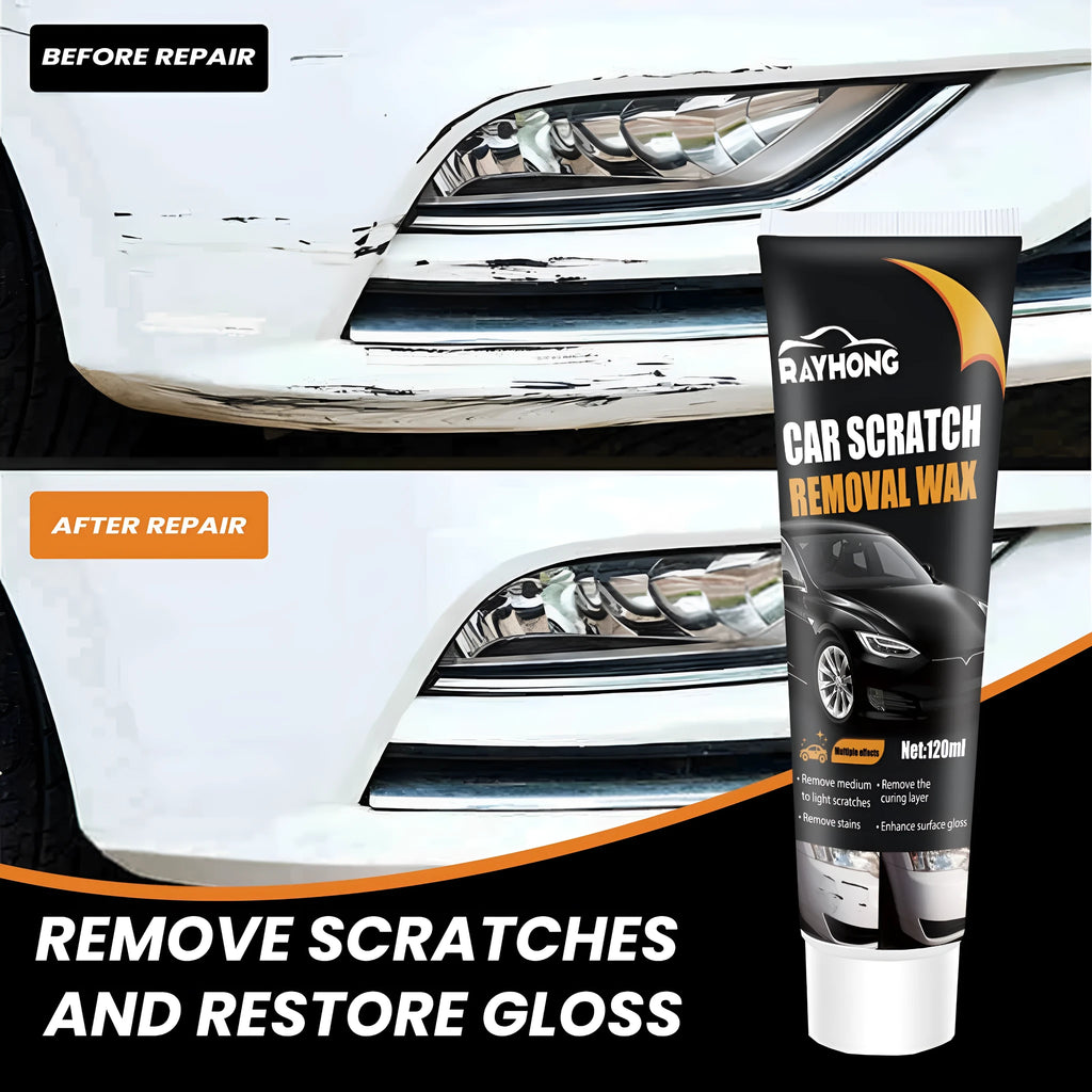 120ml car scratch wax tub with sponge and towel for paint polishing.