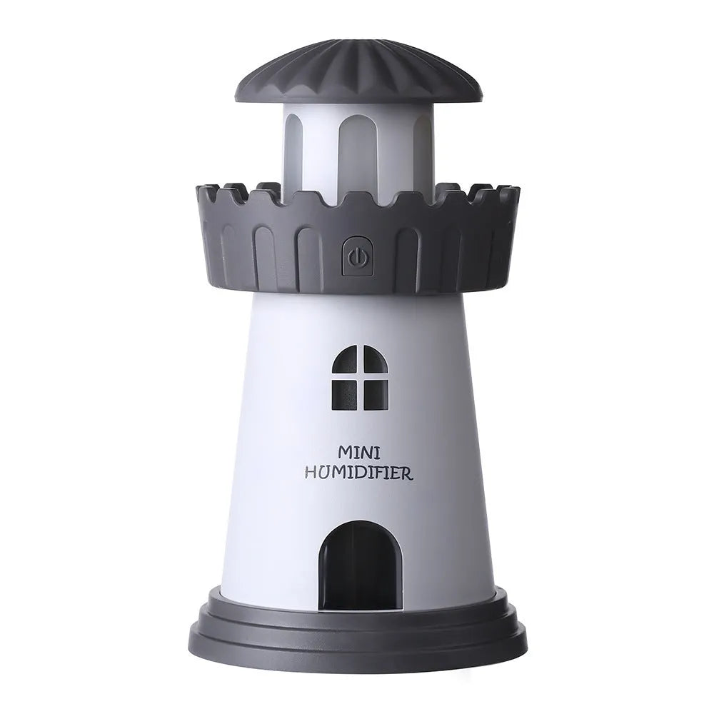 Lighthouse humidifier mini USB ultrasonic night light green ABS PP silicone 80x80x143mm