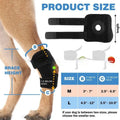 Black polyester pet leg guard for dog or cat joint injury support in sizes L, M, XL.