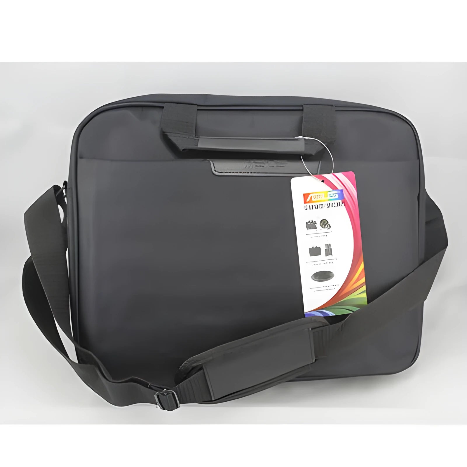 Black nylon laptop bag for 15.6 inch notebook with shoulder strap and computer pocket